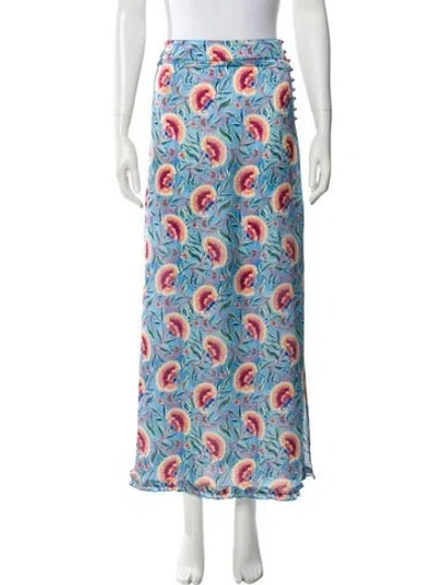 Pre-owned Rabanne Floral Print Long Skirt In Blue