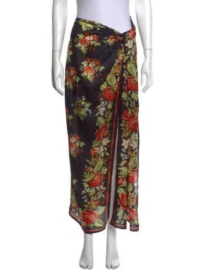 Pre-owned Rabanne Floral Print Long Skirt In Blue