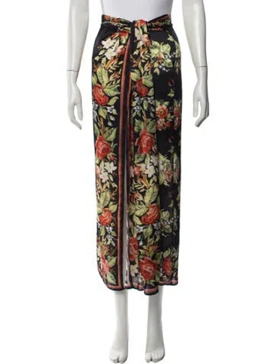 Pre-owned Rabanne Floral Print Long Skirt In Blue