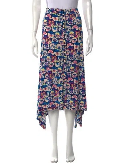 Pre-owned Rabanne Floral Print Long Skirt In Blue