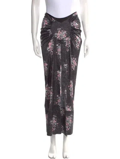 Pre-owned Rabanne Floral Print Long Skirt W/ Tags In Black