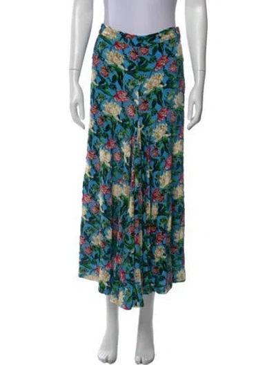 Pre-owned Rabanne Floral Print Long Skirt W/ Tags In Blue