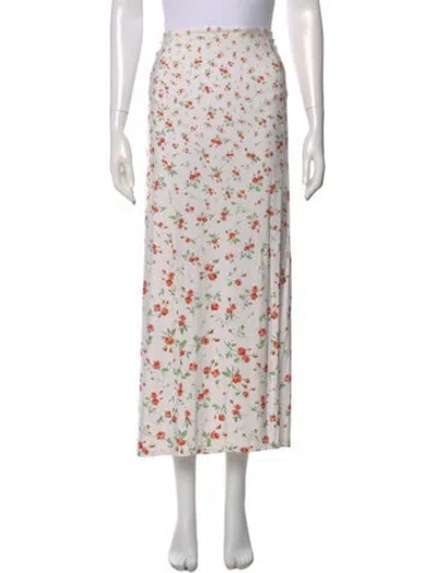 Pre-owned Rabanne Floral Print Long Skirt In White