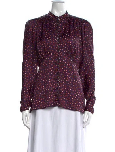 Pre-owned Rabanne Floral Print Long Sleeve Blouse In Black