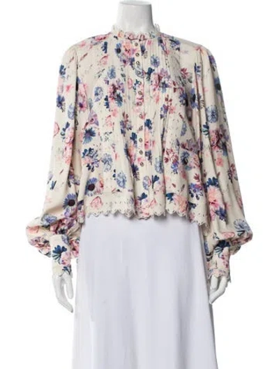 Pre-owned Rabanne Floral Print Long Sleeve Blouse In Neutral