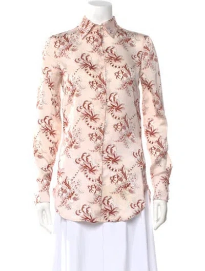 Pre-owned Rabanne Floral Print Long Sleeve Button-up Top In Pink