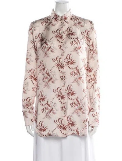 Pre-owned Rabanne Floral Print Long Sleeve Button-up Top In Pink