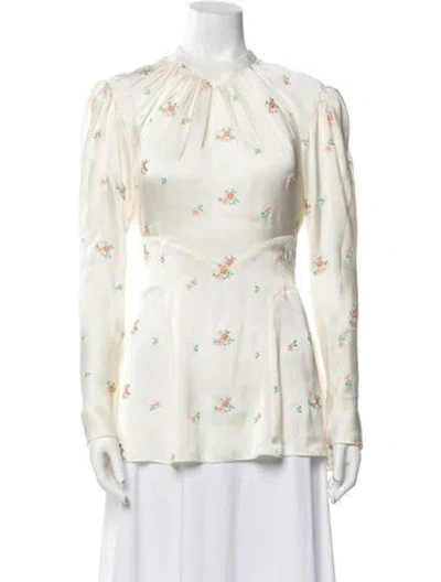Pre-owned Rabanne Floral Print Long Sleeve Button-up Top W/ Tags In Neutral
