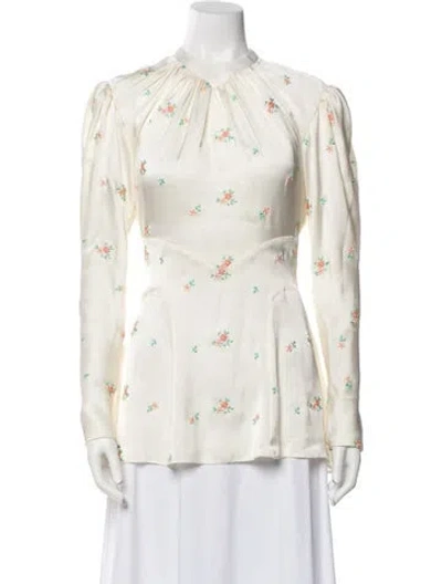 Pre-owned Rabanne Floral Print Long Sleeve Button-up Top W/ Tags In Neutral