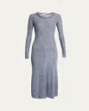 Rabanne Floral Print Midi Dress In Light Blue