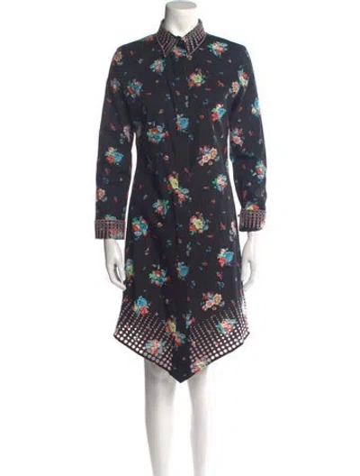 Pre-owned Rabanne Floral Print Midi Length Dress In Black