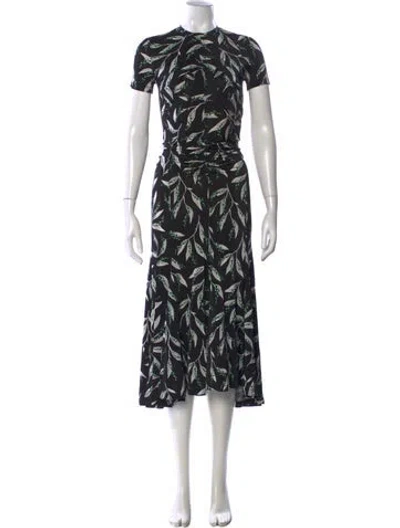 Pre-owned Rabanne Floral Print Midi Length Dress In Black