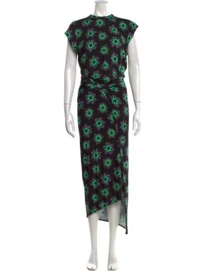 Pre-owned Rabanne Floral Print Midi Length Dress In Black