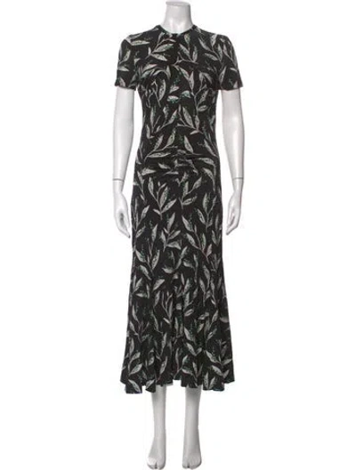 Pre-owned Rabanne Floral Print Midi Length Dress In Black