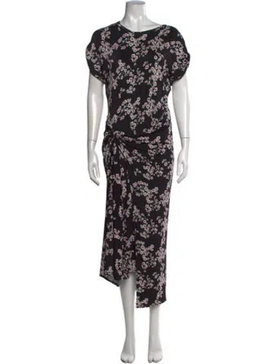 Pre-owned Rabanne Floral Print Midi Length Dress In Black