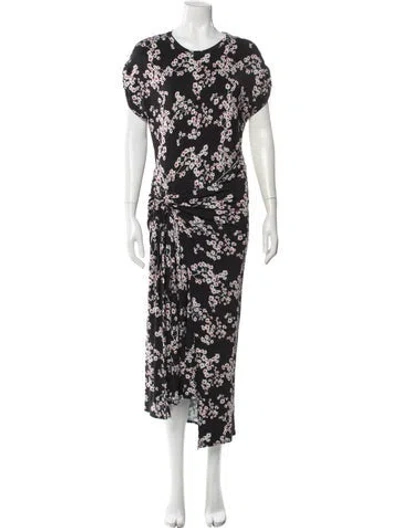 Pre-owned Rabanne Floral Print Midi Length Dress In Blue