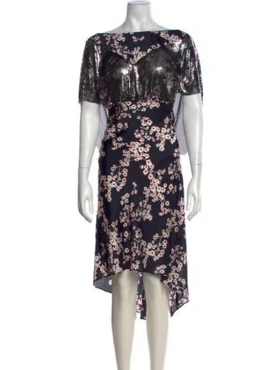 Pre-owned Rabanne Floral Print Midi Length Dress In Blue