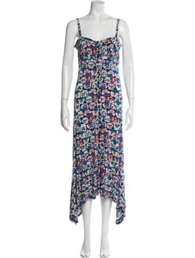 Pre-owned Rabanne Floral Print Midi Length Dress In Blue