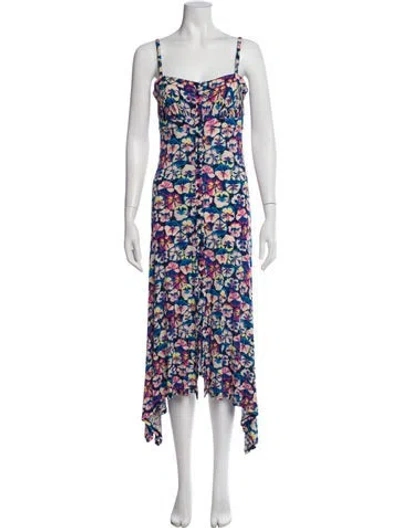Pre-owned Rabanne Floral Print Midi Length Dress In Neutral