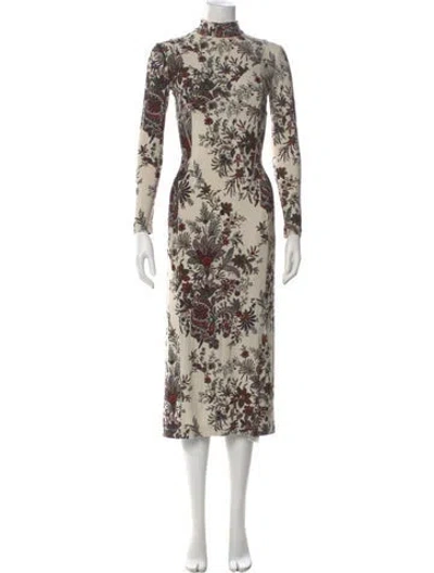 Pre-owned Rabanne Floral Print Midi Length Dress In Neutral