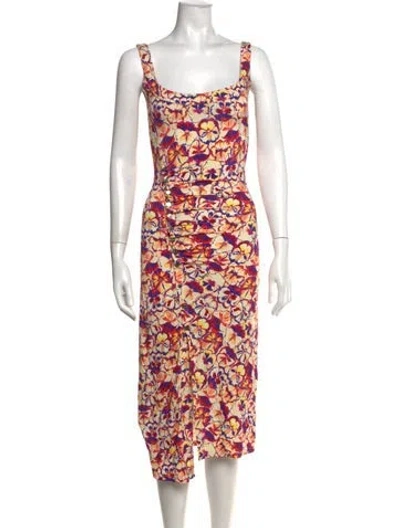 Pre-owned Rabanne Floral Print Midi Length Dress In Neutral