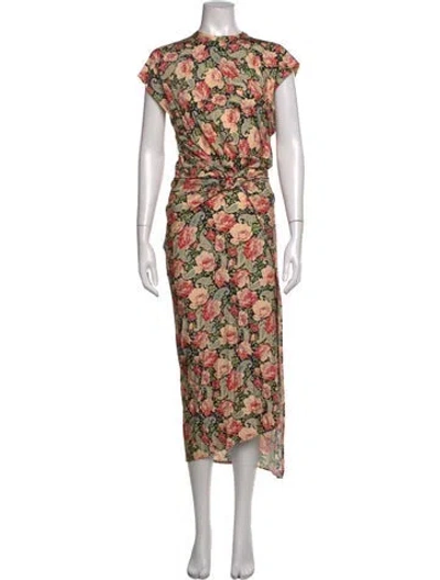 Pre-owned Rabanne Floral Print Midi Length Dress In Pink