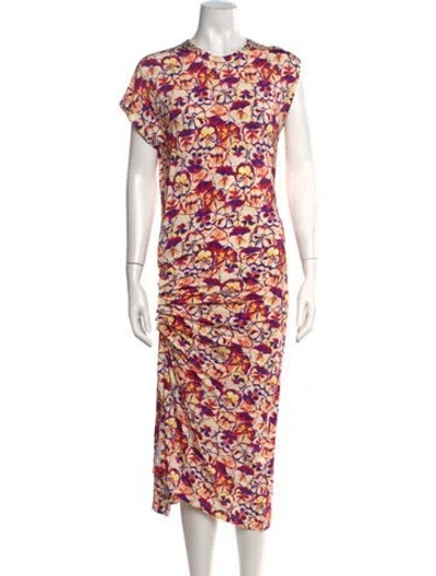 Pre-owned Rabanne Floral Print Midi Length Dress In Red