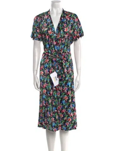 Pre-owned Rabanne Floral Print Midi Length Dress W/ Tags In Black
