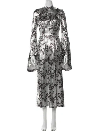 Pre-owned Rabanne Floral Print Midi Length Dress W/ Tags In Gray