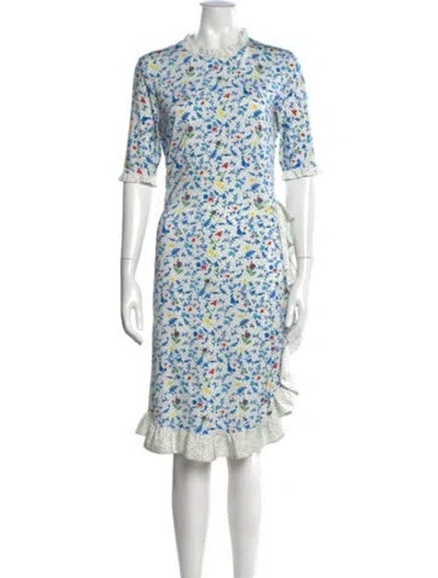 Pre-owned Rabanne Floral Print Midi Length Dress In White