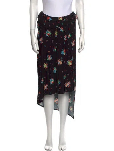 Pre-owned Rabanne Floral Print Midi Length Skirt In Black