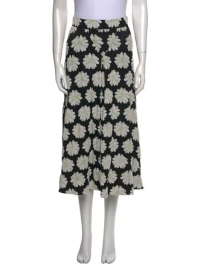 Pre-owned Rabanne Floral Print Midi Length Skirt In Black