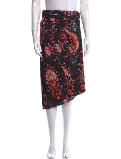 Pre-owned Rabanne Floral Print Midi Length Skirt In Black