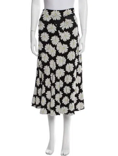 Pre-owned Rabanne Floral Print Midi Length Skirt In Black