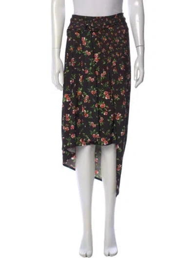Pre-owned Rabanne Floral Print Midi Length Skirt In Black