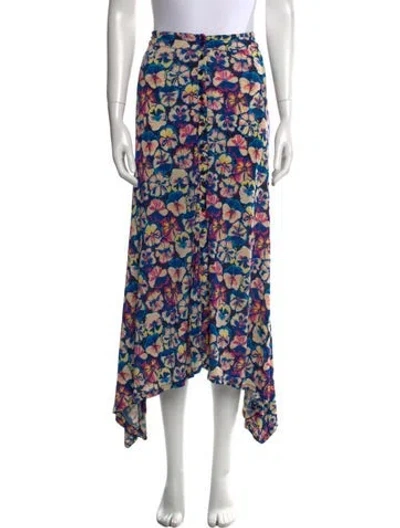 Pre-owned Rabanne Floral Print Midi Length Skirt In Blue