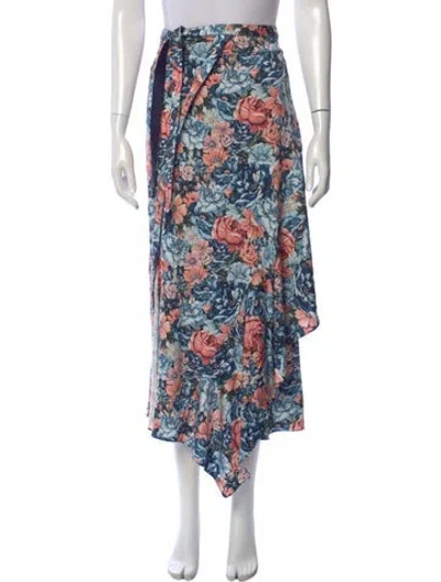 Pre-owned Rabanne Floral Print Midi Length Skirt In Blue