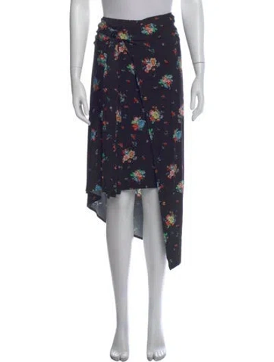 Pre-owned Rabanne Floral Print Midi Length Skirt In Blue