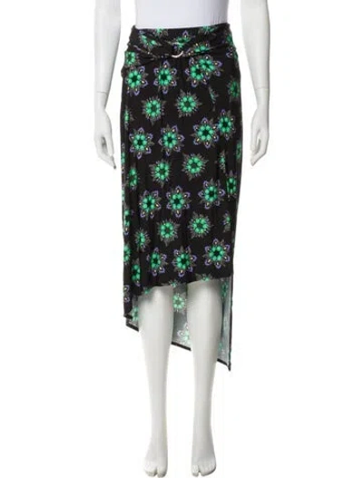 Pre-owned Rabanne Floral Print Midi Length Skirt In Green