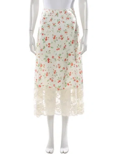 Pre-owned Rabanne Floral Print Midi Length Skirt In Green/neutrals/red