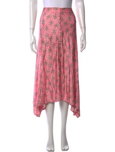 Pre-owned Rabanne Floral Print Midi Length Skirt In Pink