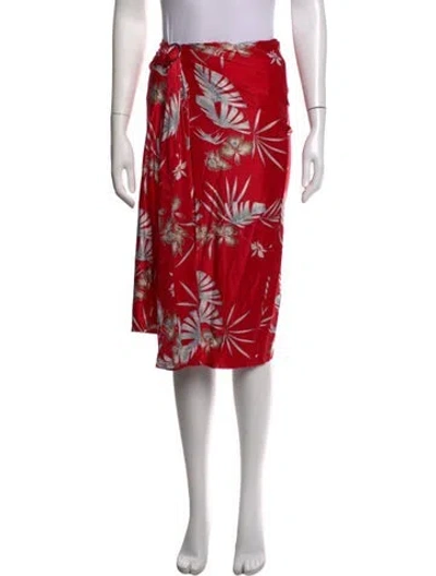 Pre-owned Rabanne Floral Print Midi Length Skirt In Red