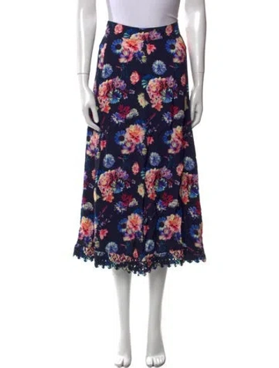 Pre-owned Rabanne Floral Print Midi Length Skirt W/ Tags In Blue