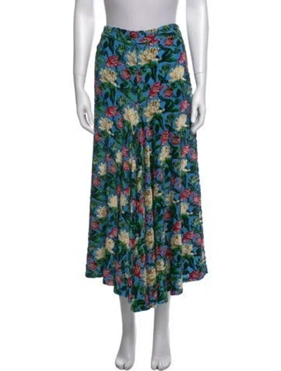 Pre-owned Rabanne Floral Print Midi Length Skirt W/ Tags In Green