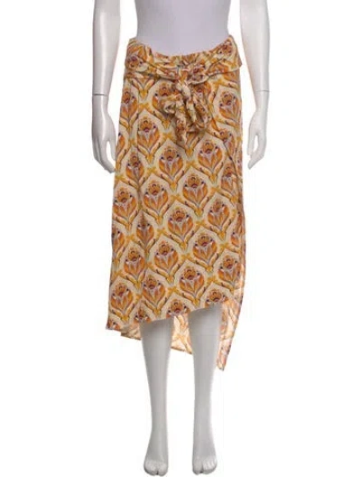 Pre-owned Rabanne Floral Print Midi Length Skirt W/ Tags In Orange