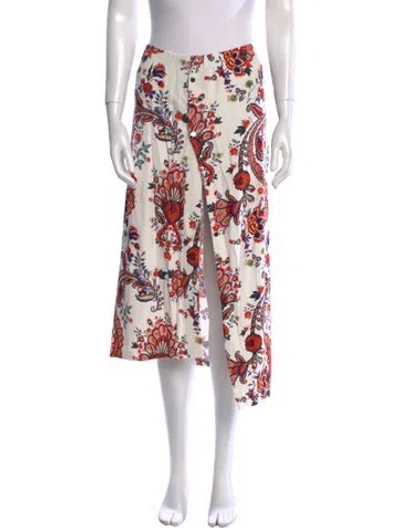 Pre-owned Rabanne Floral Print Midi Length Skirt In White