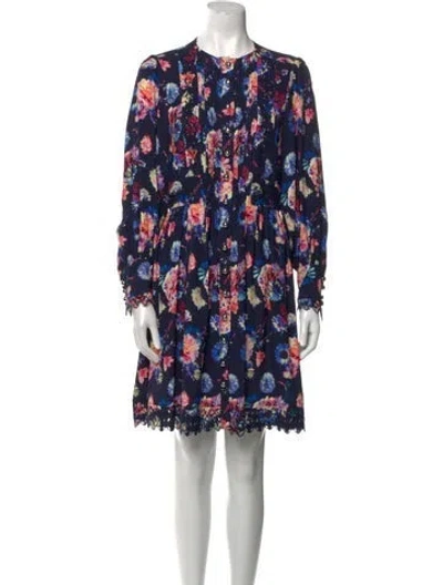 Pre-owned Rabanne Floral Print Mini Dress In Blue