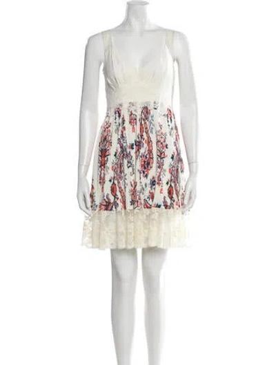 Pre-owned Rabanne Floral Print Mini Dress In Neutrals