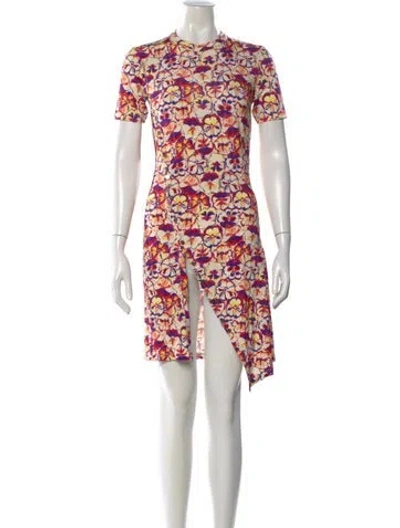 Pre-owned Rabanne Floral Print Mini Dress In Red