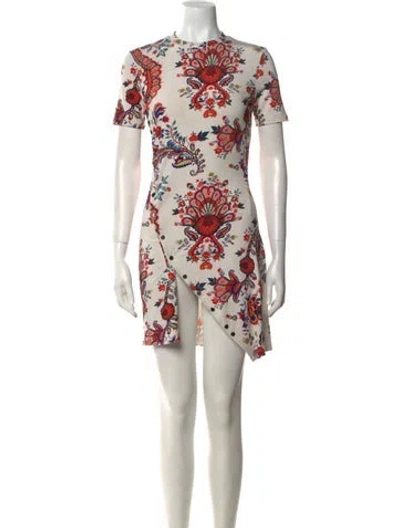 Pre-owned Rabanne Floral Print Mini Dress In White